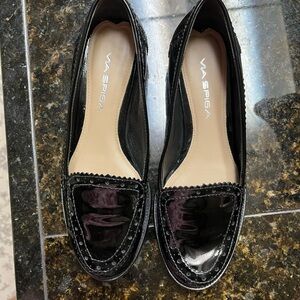 Via Spiga Black Patent Leather Loafers